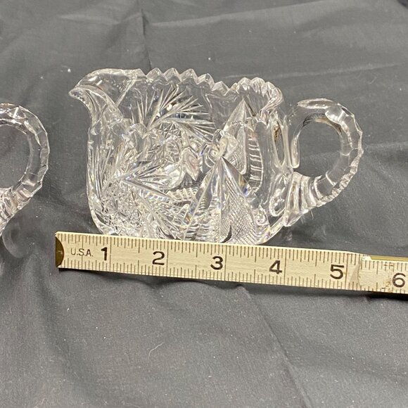 Antique American Brilliant Period Cut Glass ABP 2 Pc Set Sugar Bowl & Creamer - Picture 15 of 16